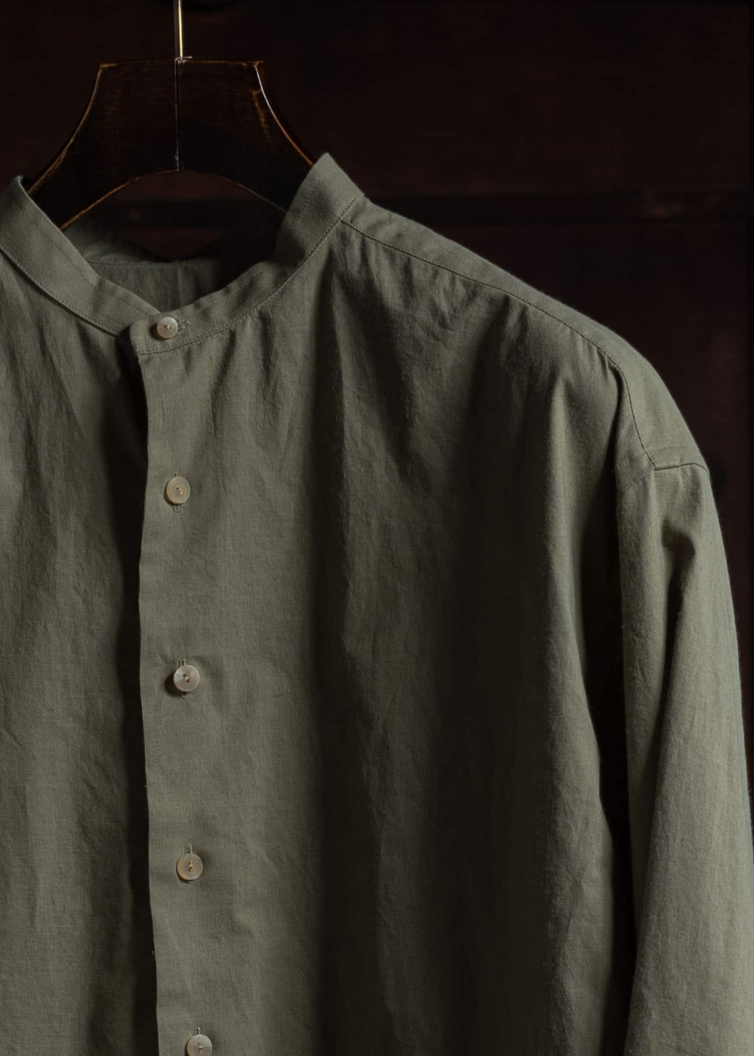 ZIIIN BAND COLLAR WIDE SHIRT 柘榴ZAKURO