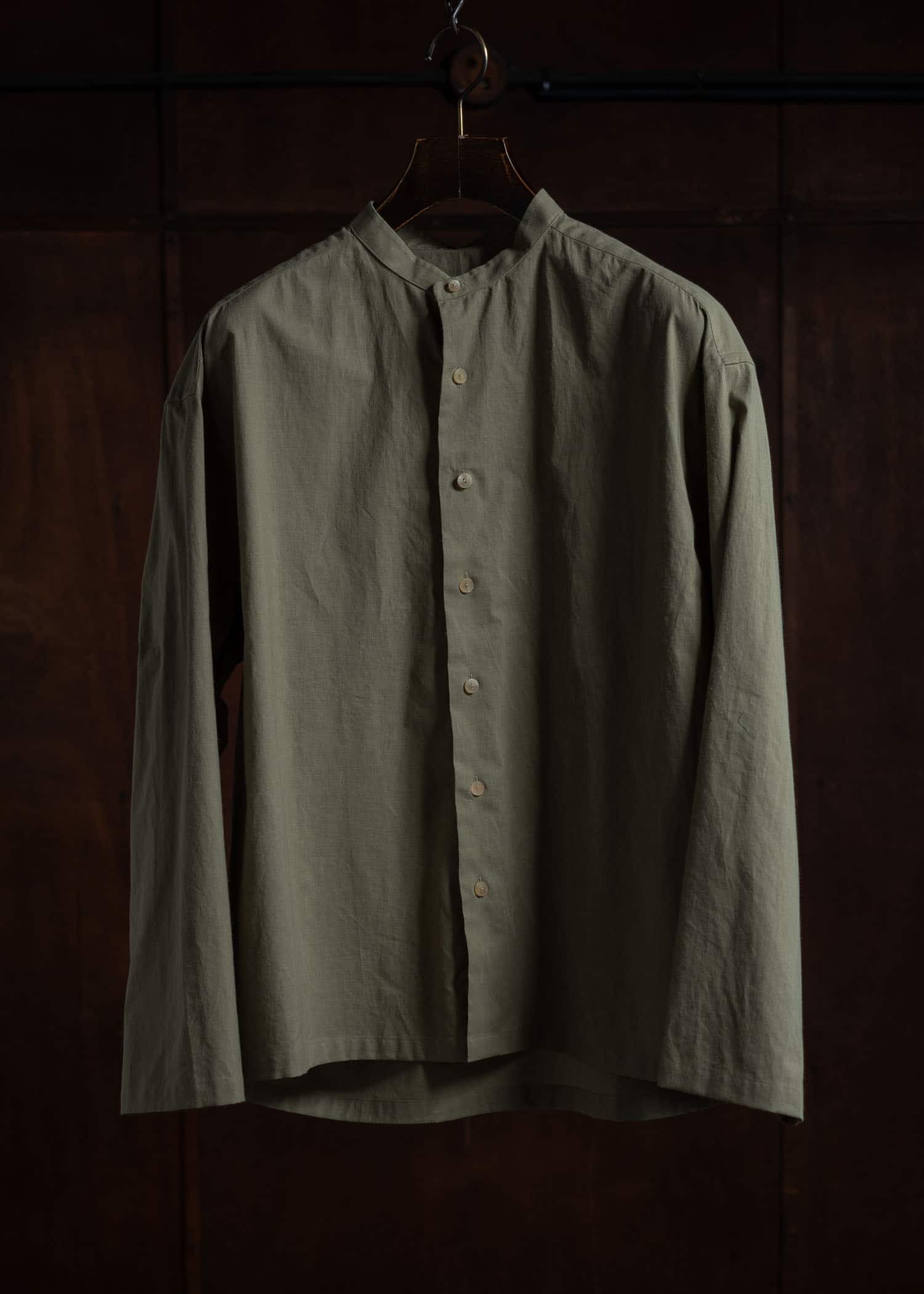 ZIIIN BAND COLLAR WIDE SHIRT 柘榴ZAKURO