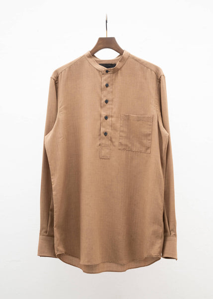 ZIIIN KOHBOU HENRY NECK SHIRT / TWILL HERRINBONE