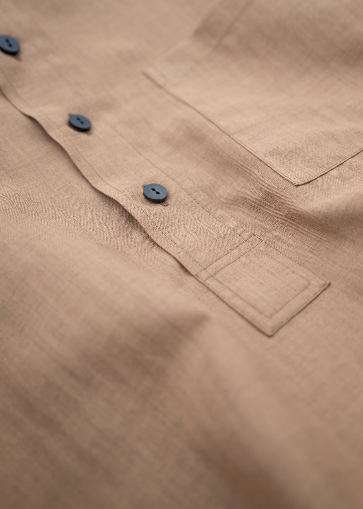 ZIIIN """"""""KOHBOU"""""""" HENRY NECK SHIRT / TWILL HERRINBONE