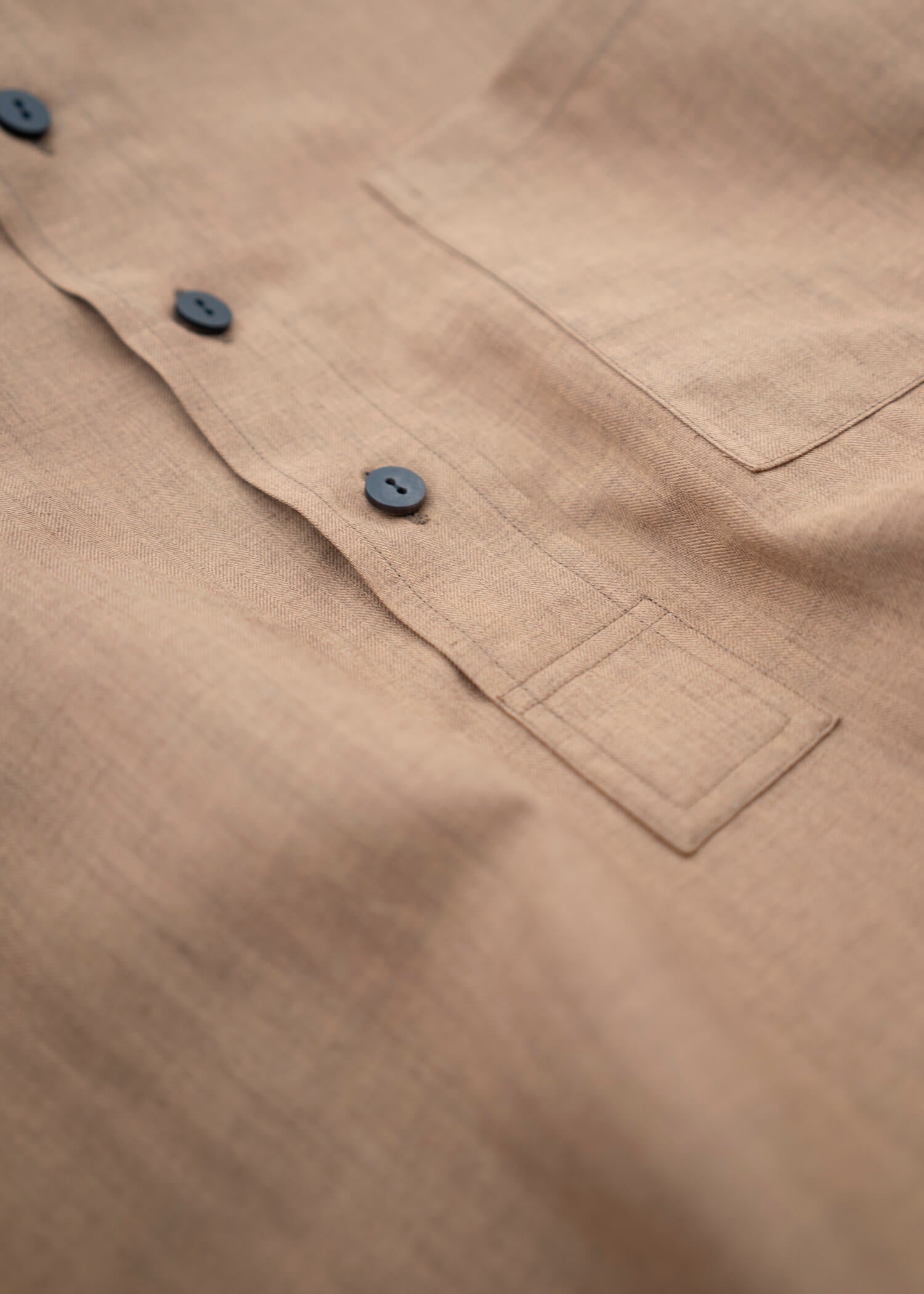 ZIIIN KOHBOU HENRY NECK SHIRT / TWILL HERRINBONE