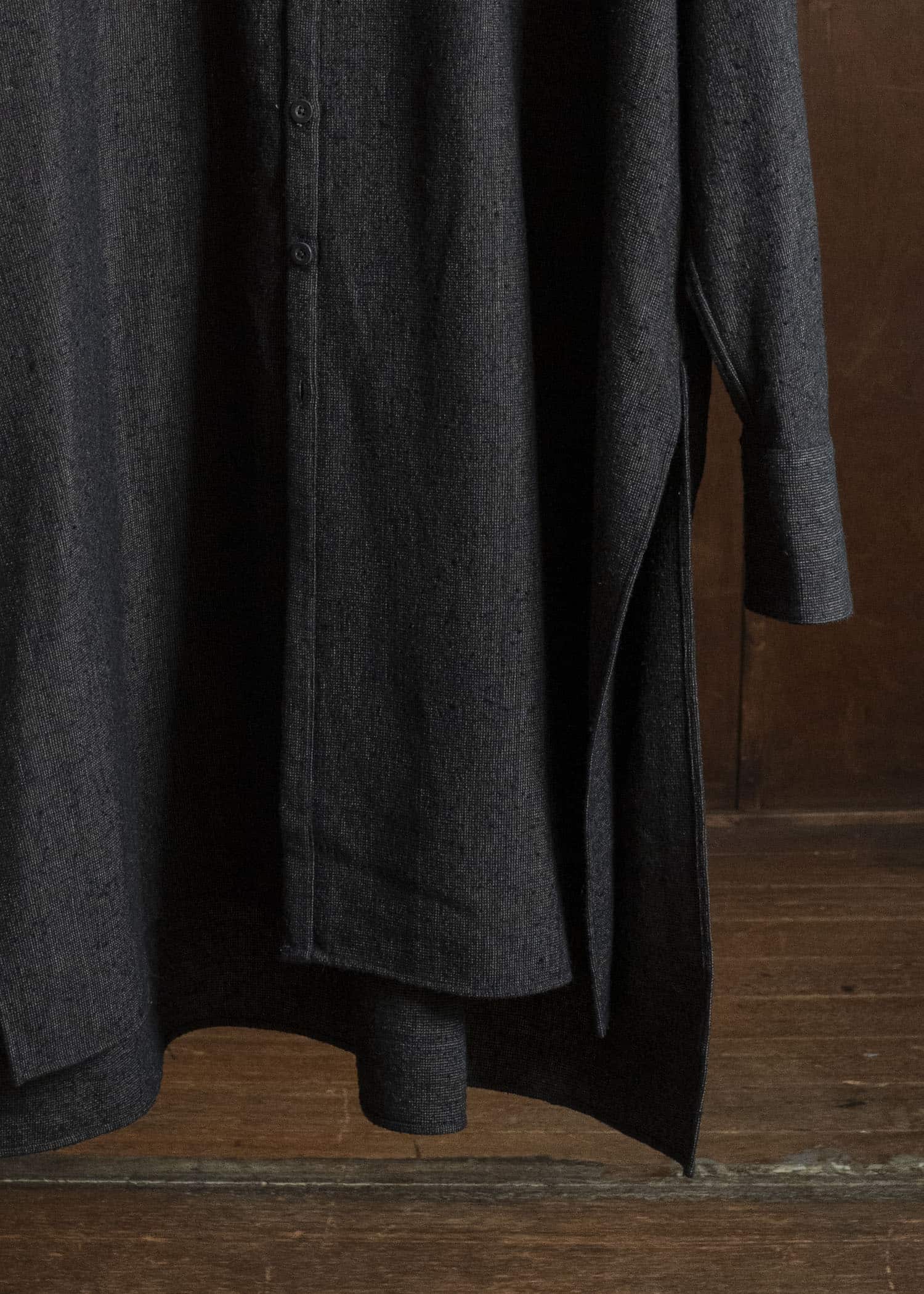 KLASICA 26F-SH42-B65 'SH-042 Stand Collar Long Tail Shirts Cacao nib