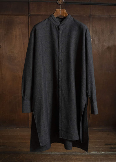KLASICA 26F-SH42-B65 'SH-042 Stand Collar Long Tail Shirts Cacao nib