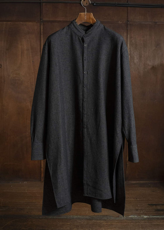 KLASICA 26F-SH42-B65 'SH-042 Stand Collar Long Tail Shirts Cacao nib