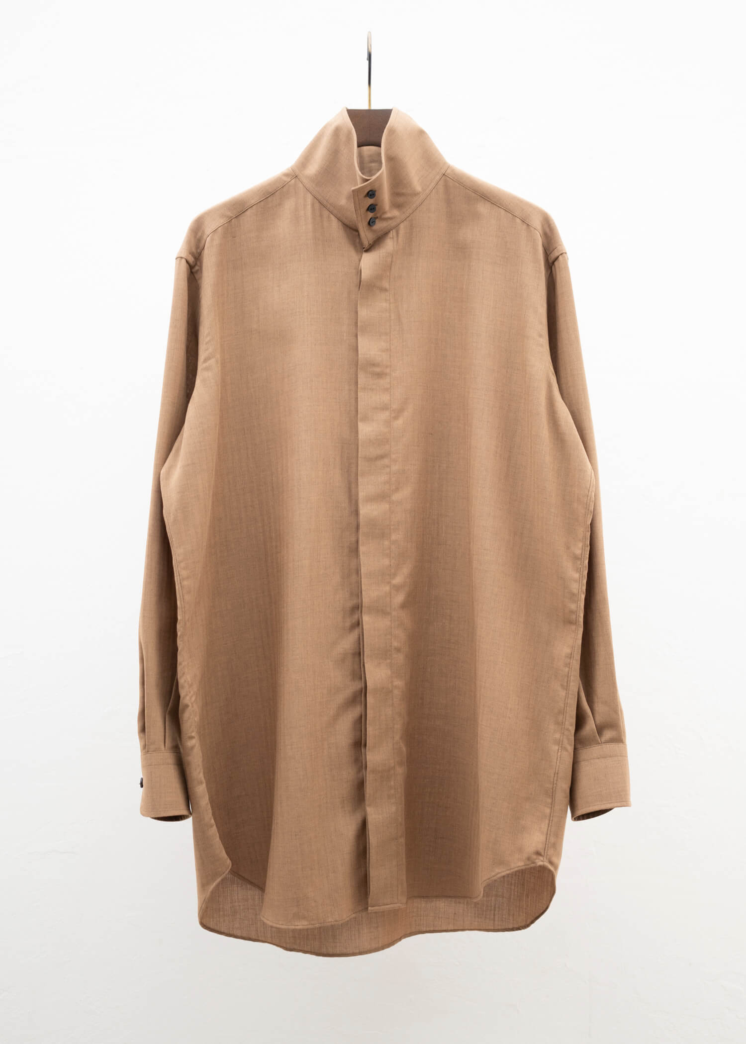 ZIIIN """"""""""""""""OSCAR"""""""""""""""" HIGH NECK COLLAR SHIRT / TWILL HERRINBONE