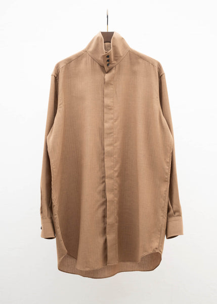 ZIIIN """"""""""""""""OSCAR"""""""""""""""" HIGH NECK COLLAR SHIRT / TWILL HERRINBONE