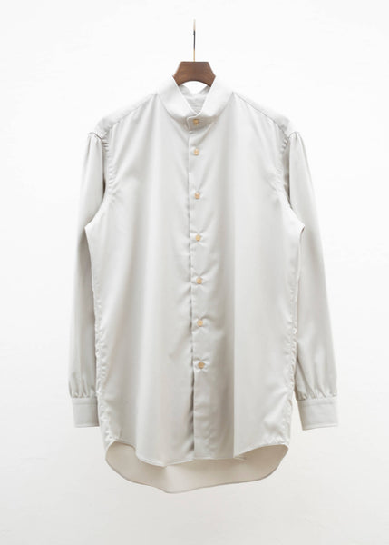 ZIIIN """"""""KAFKA"""""""" STAND COLLAR GATHER SHIRT / GREIGE