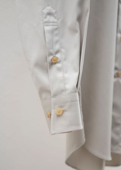 ZIIIN """"""""BEARSLEY"""""""" LONG POINT COLLAR SHIRT / GREIGE