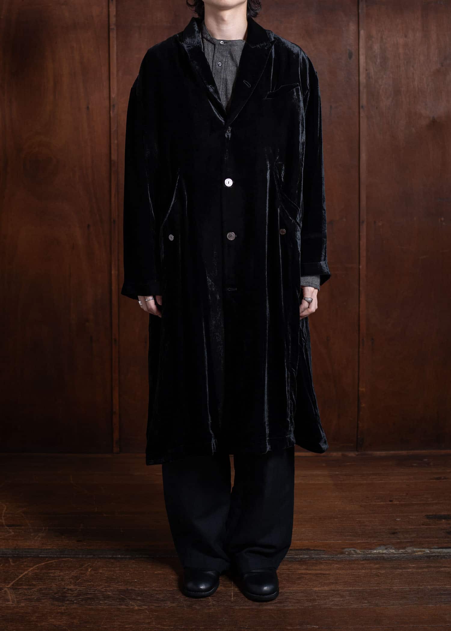 Professor.E Forgotten Materials - E Coat (Velvet) Black 24FW-FM-LC-03