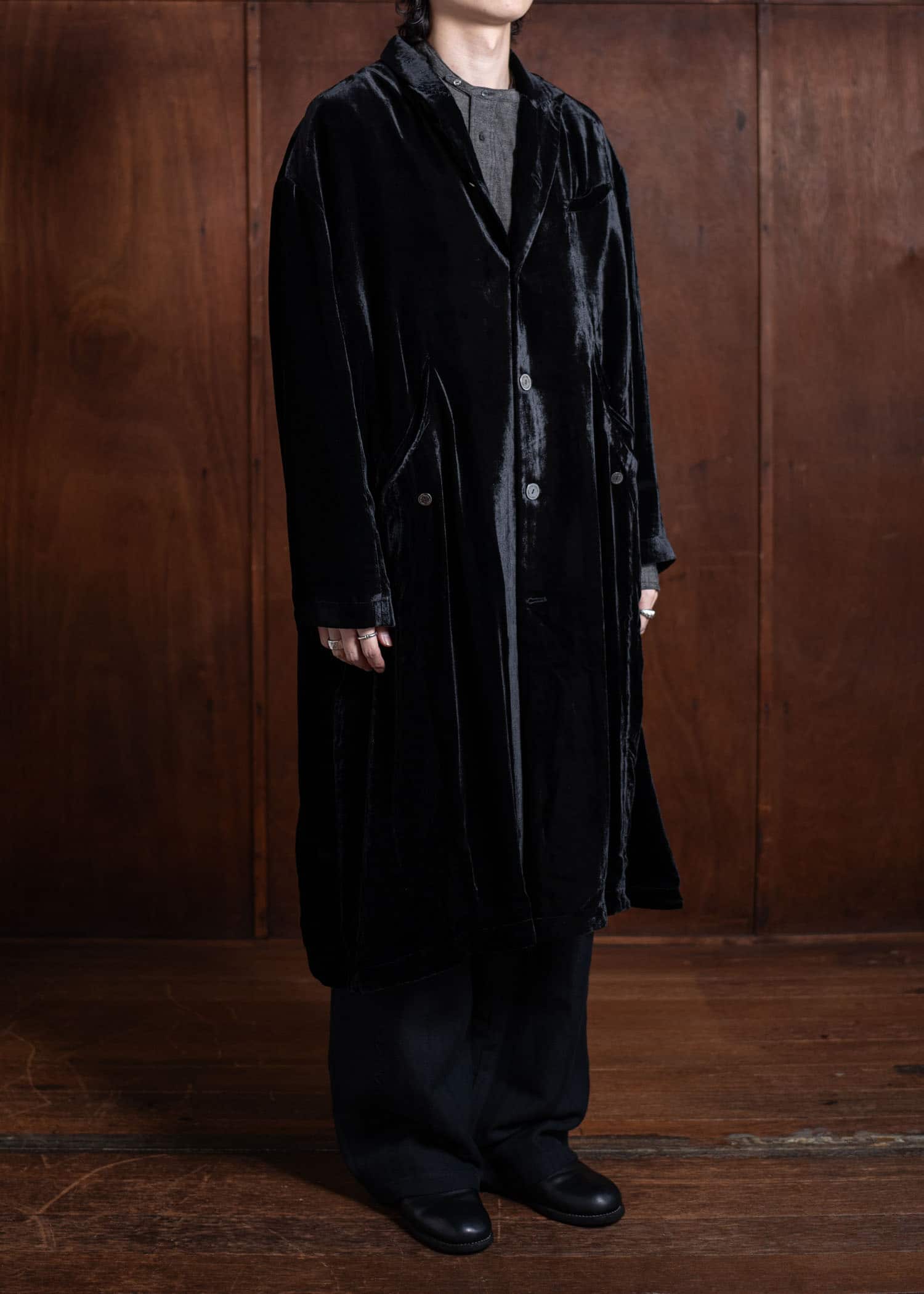 Professor.E Forgotten Materials - E Coat (Velvet) Black 24FW-FM-LC-03