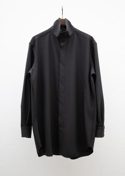 ZIIIN ""OSCAR"" HIGH NECK COLLAR SHIRT / DARK BROWN