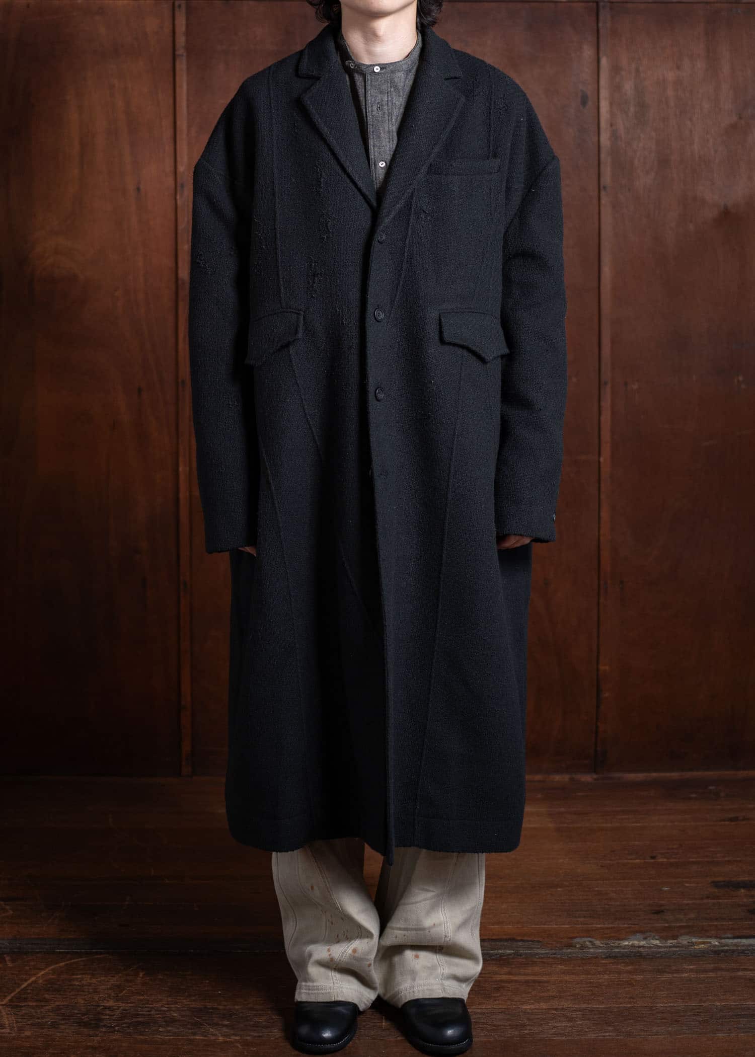 Professor.E Aged Wool Coat Black 24FW-PE-LC-02