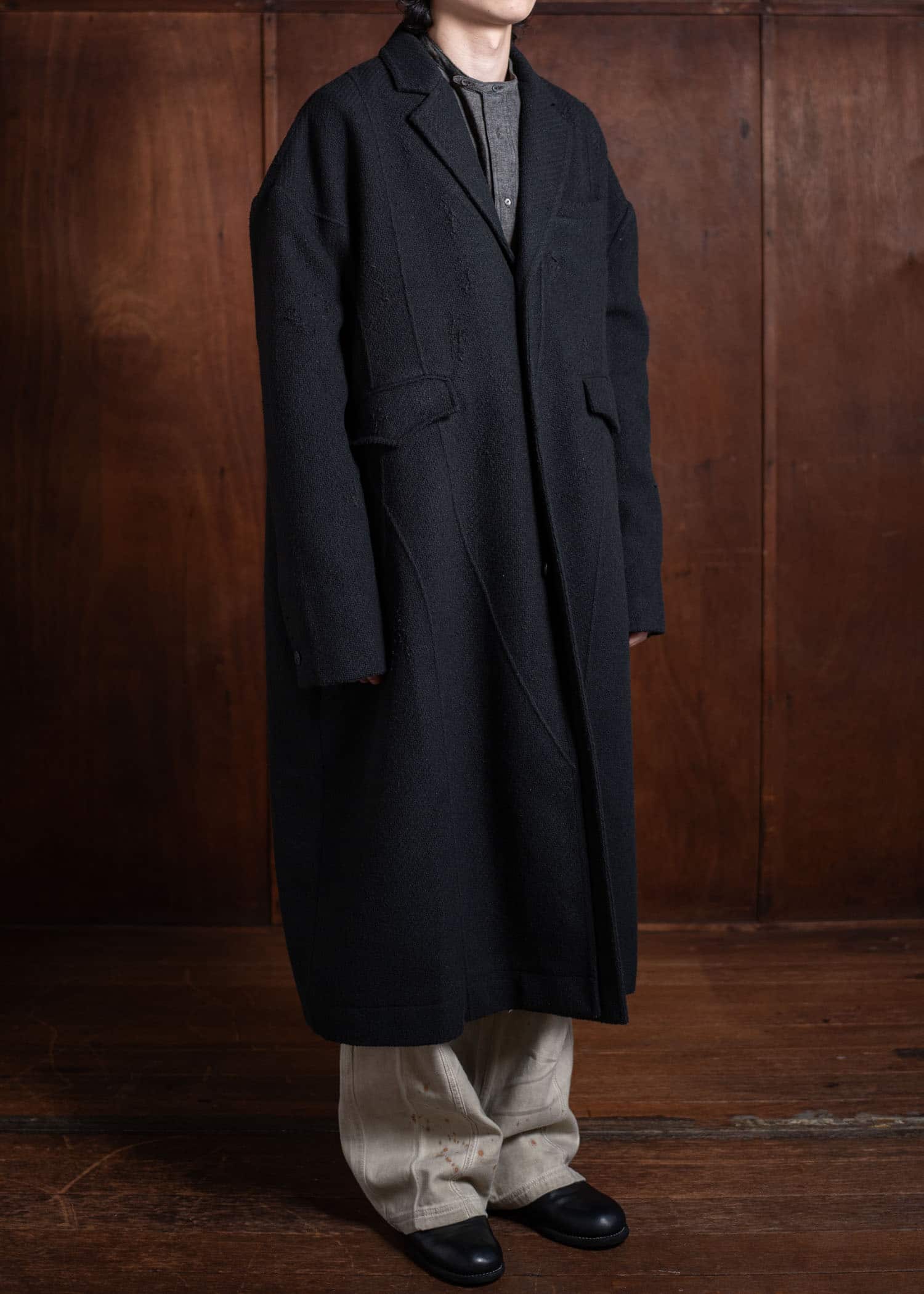 Professor.E Aged Wool Coat Black 24FW-PE-LC-02