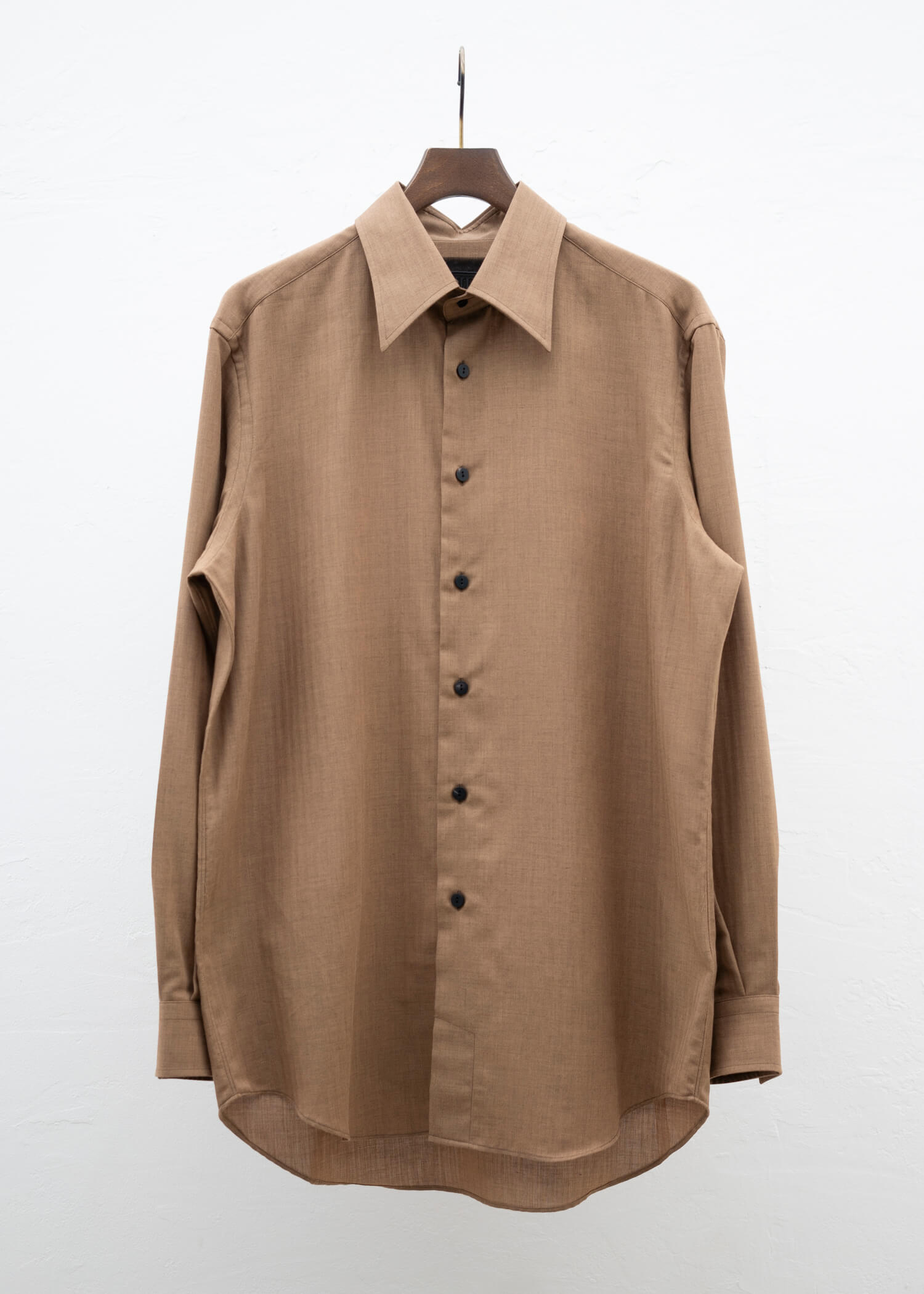 ZIIIN """"""""BEARSLEY"""""""" LONG POINT COLLAR SHIRT / TWILL HERRINBONE