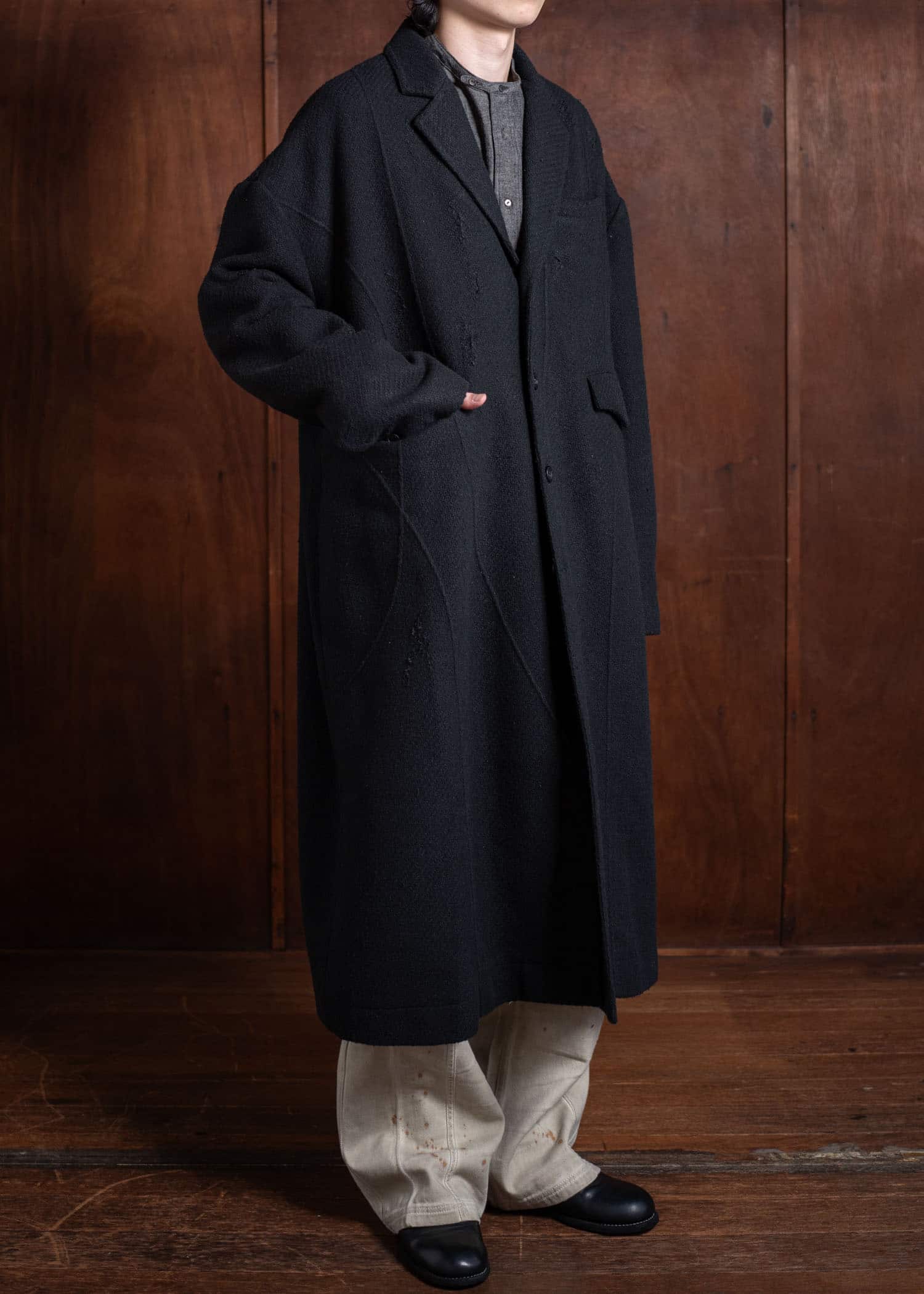 Professor.E Aged Wool Coat Black 24FW-PE-LC-02