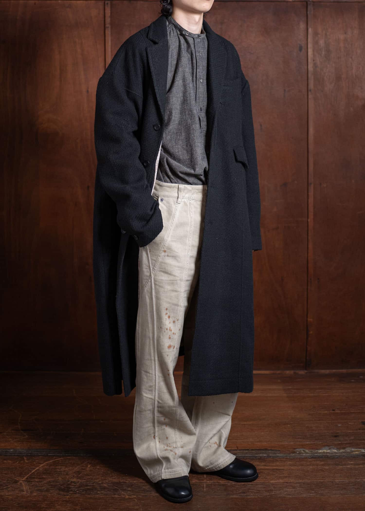 Professor.E Aged Wool Coat Black 24FW-PE-LC-02