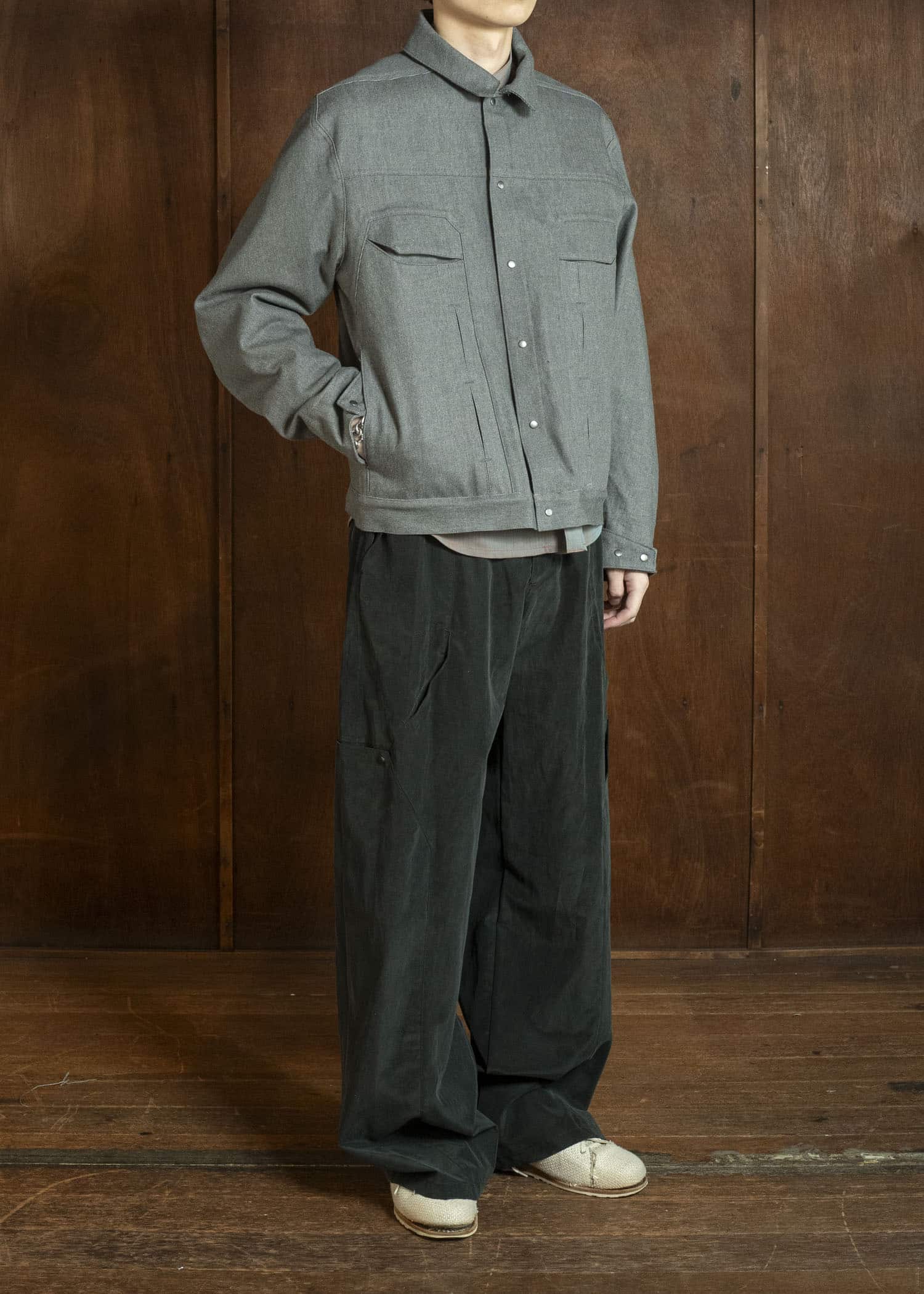 OPPOSE DUALITY OD1001JKT-26SS 6 Pocket Panel Denim Jacket Gray