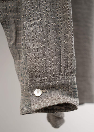 Taiga Takahashi LOT.105 BAND COLLAR SHIRT P/O IVORY JACQUARD