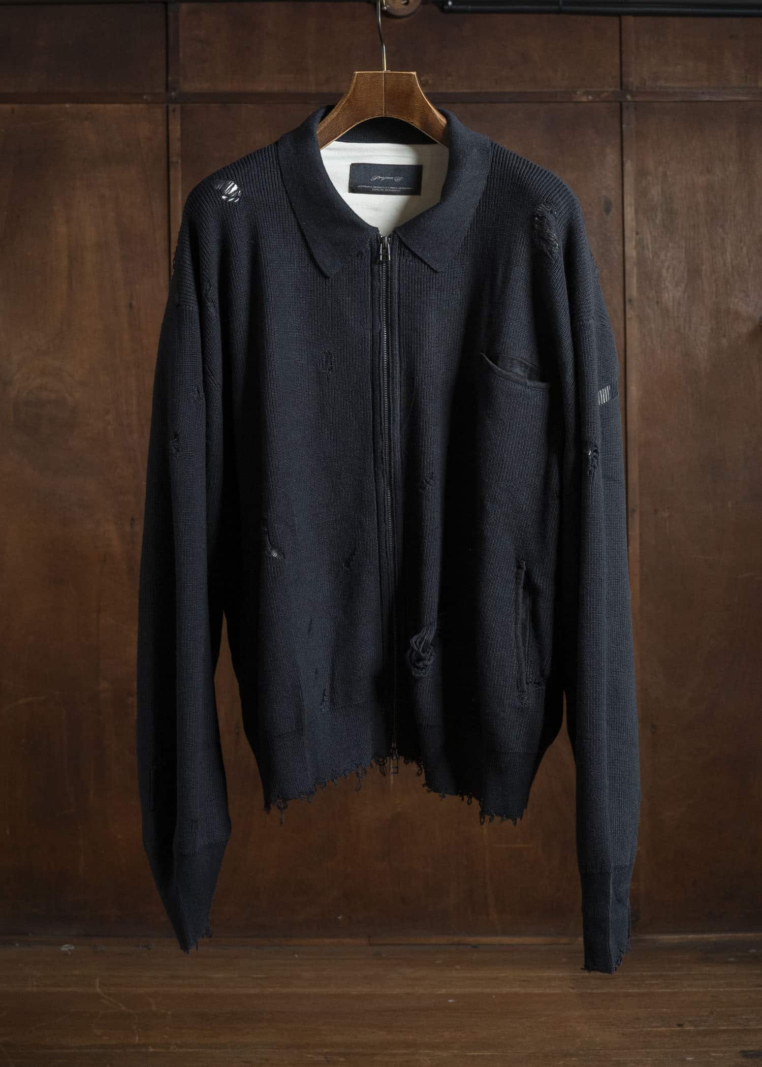 Professor.E DESTROYED KNIT JACKET BLACK 25FW-PE-KT-01