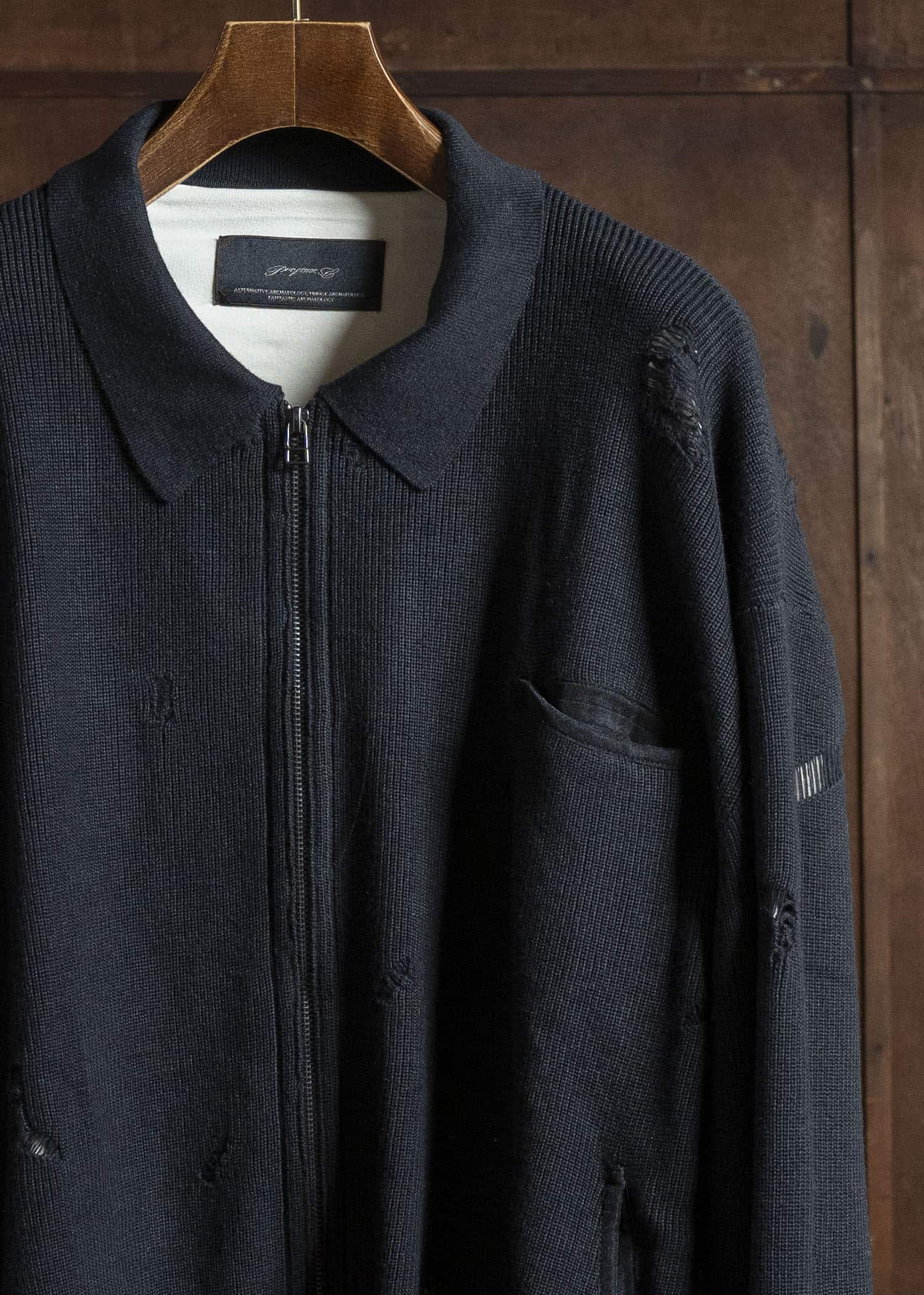 Professor.E DESTROYED KNIT JACKET BLACK 25FW-PE-KT-01