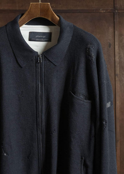 Professor.E DESTROYED KNIT JACKET BLACK 25FW-PE-KT-01