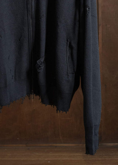 Professor.E DESTROYED KNIT JACKET BLACK 25FW-PE-KT-01