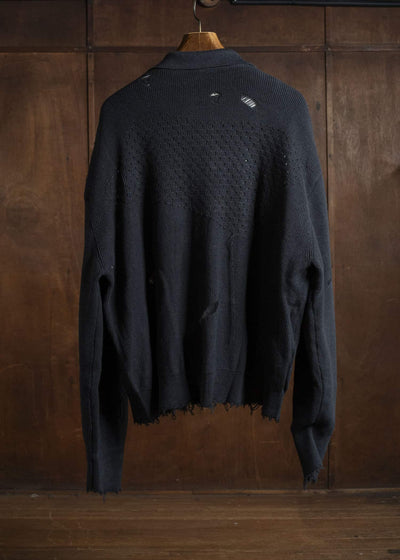 Professor.E DESTROYED KNIT JACKET BLACK 25FW-PE-KT-01