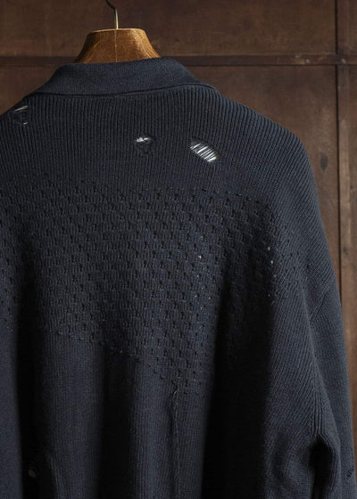 Professor.E DESTROYED KNIT JACKET BLACK 25FW-PE-KT-01