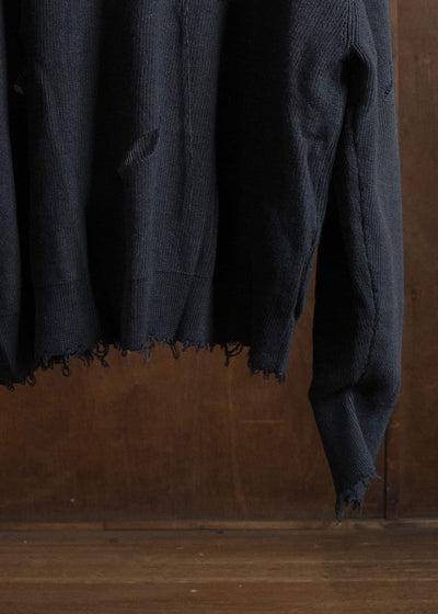 Professor.E DESTROYED KNIT JACKET BLACK 25FW-PE-KT-01