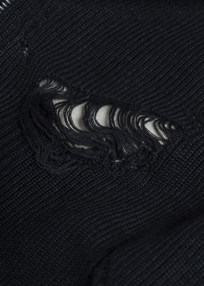 Professor.E DESTROYED KNIT JACKET BLACK 25FW-PE-KT-01