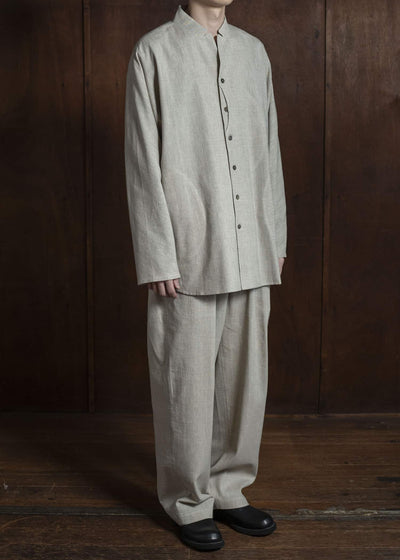 Jurgen Lehl D-pocket cardigan shirt, off-white J0552FBM871-5