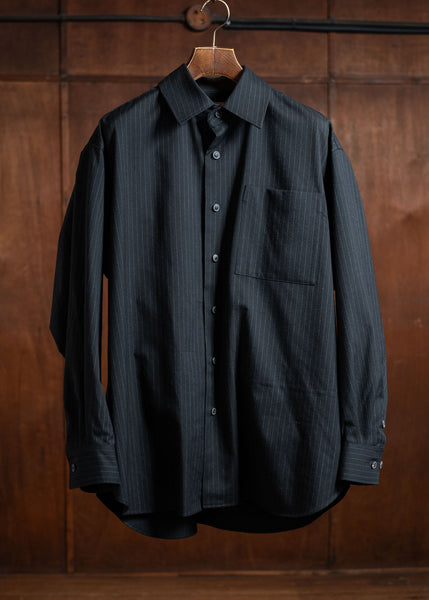 YOKO SAKAMOTO Brushed Wool Big Shirt Stripe YS-24AW-35-Stripe