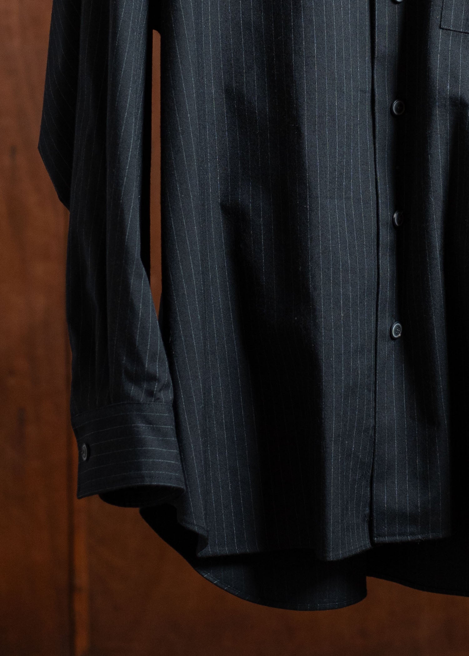 YOKO SAKAMOTO Brushed Wool Big Shirt Stripe YS-24AW-35-Stripe