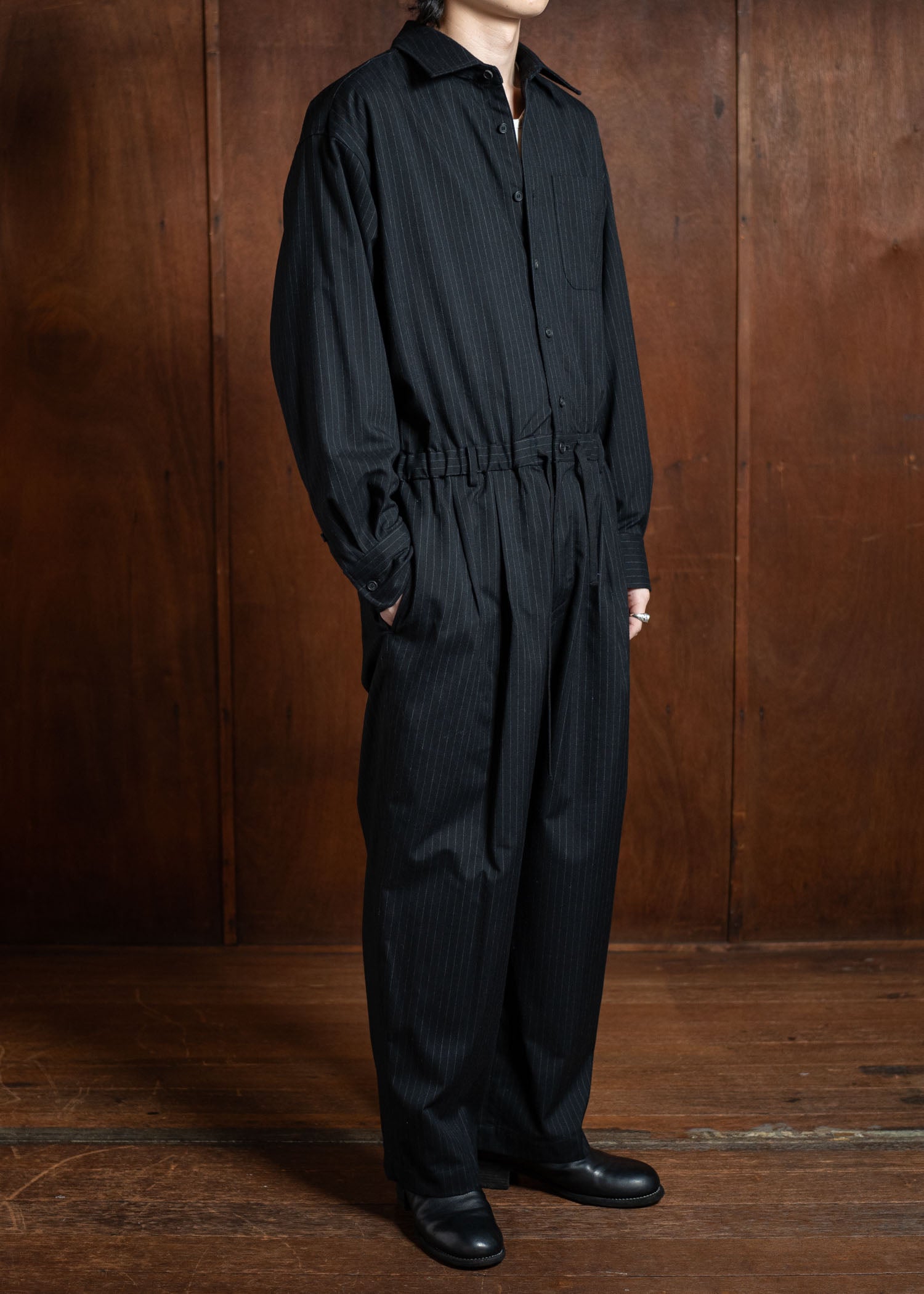 YOKO SAKAMOTO Brushed Wool Jump Suit Stripe YS-24AW-39-Stripe