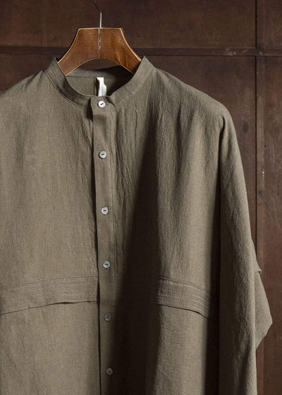shi shi 25F1S1DB SASHIKO-wide shirt FOREST