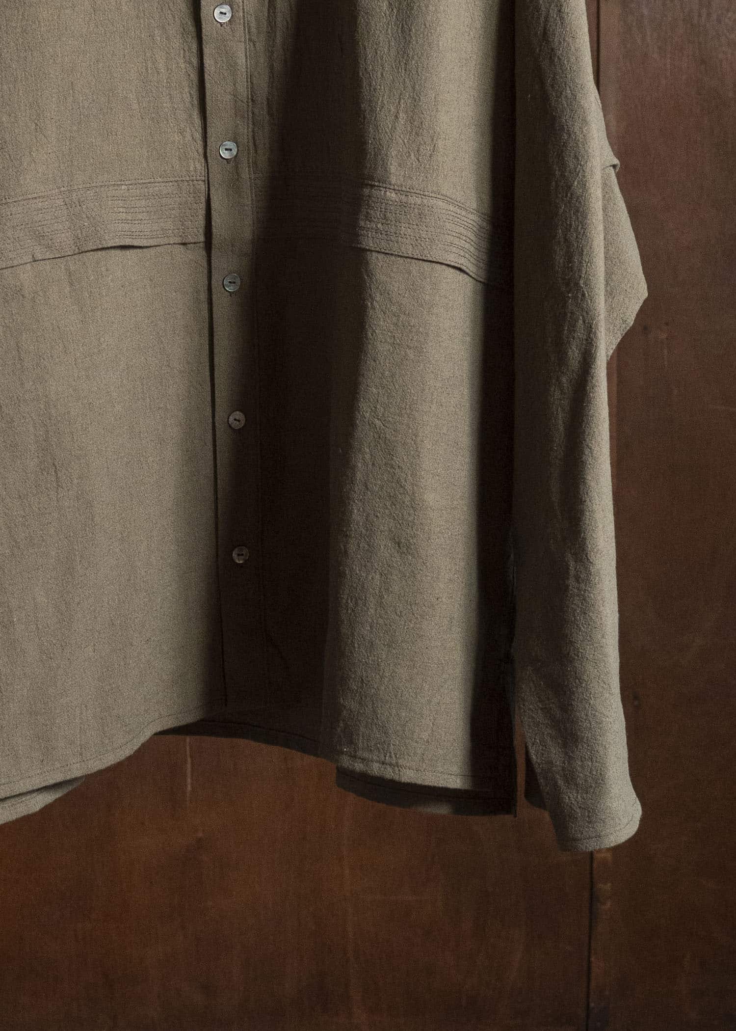 shi shi 25F1S1DB SASHIKO-wide shirt FOREST