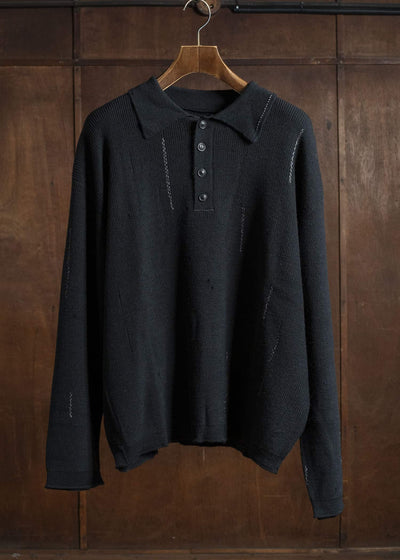 Professor.E AGED POLO BLACK 25FW-PE-KT-03