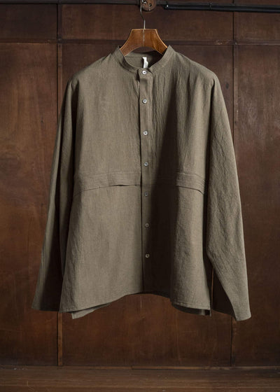 shi shi 25F1S1DB SASHIKO-wide shirt FOREST