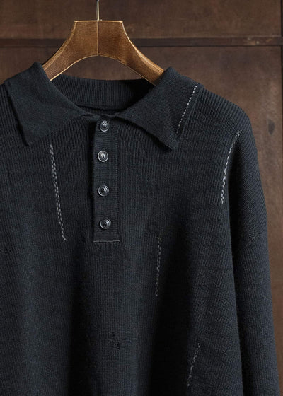 Professor.E AGED POLO BLACK 25FW-PE-KT-03