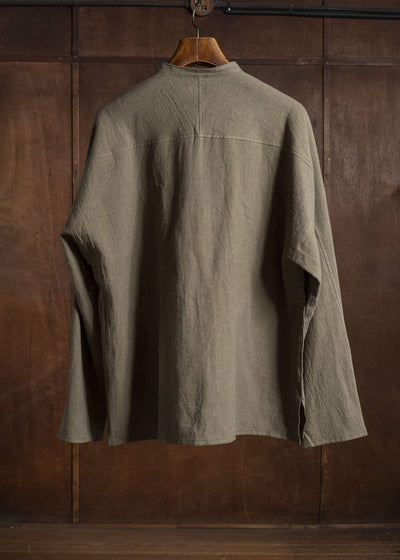 shi shi 25F1S1DB SASHIKO-wide shirt FOREST