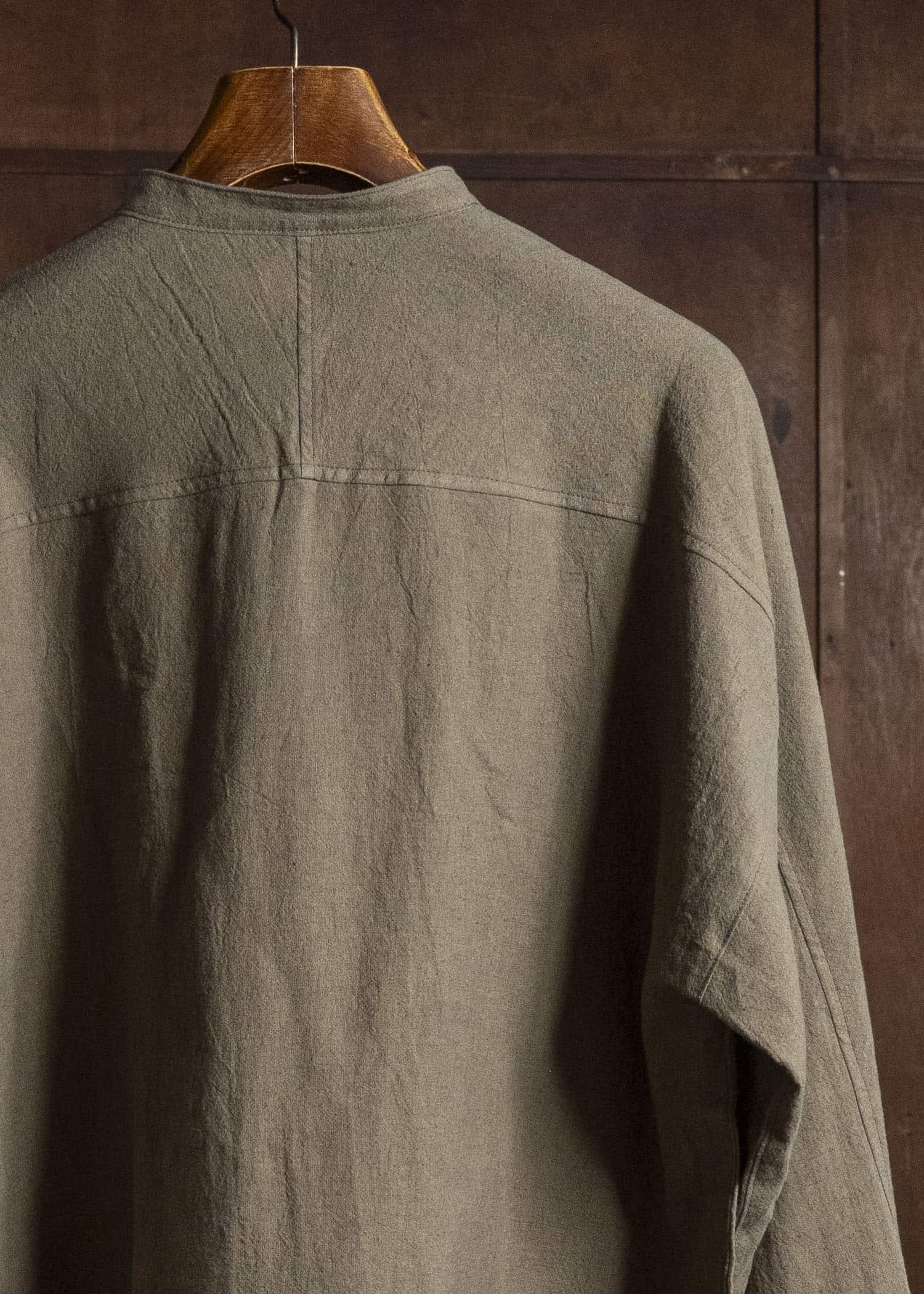 shi shi 25F1S1DB SASHIKO-wide shirt FOREST