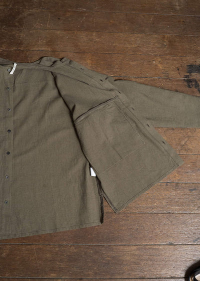 shi shi 25F1S1DB SASHIKO-wide shirt FOREST