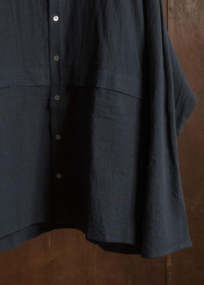shi shi 25F1S1BK SASHIKO-wide shirt BLACK