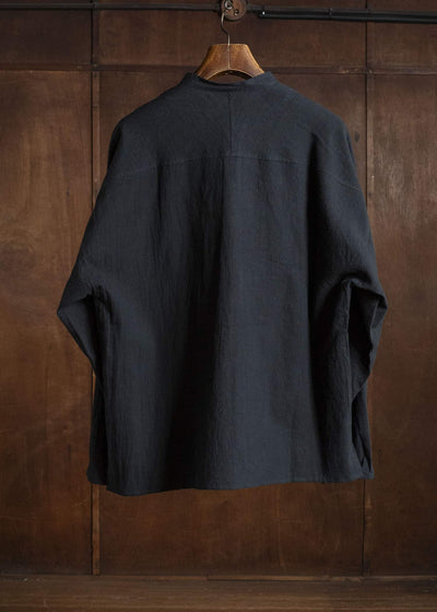 shi shi 25F1S1BK SASHIKO-wide shirt BLACK