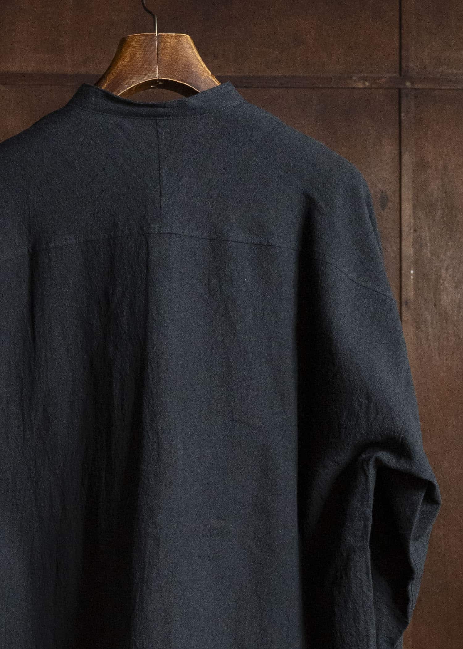 shi shi 25F1S1BK SASHIKO-wide shirt BLACK