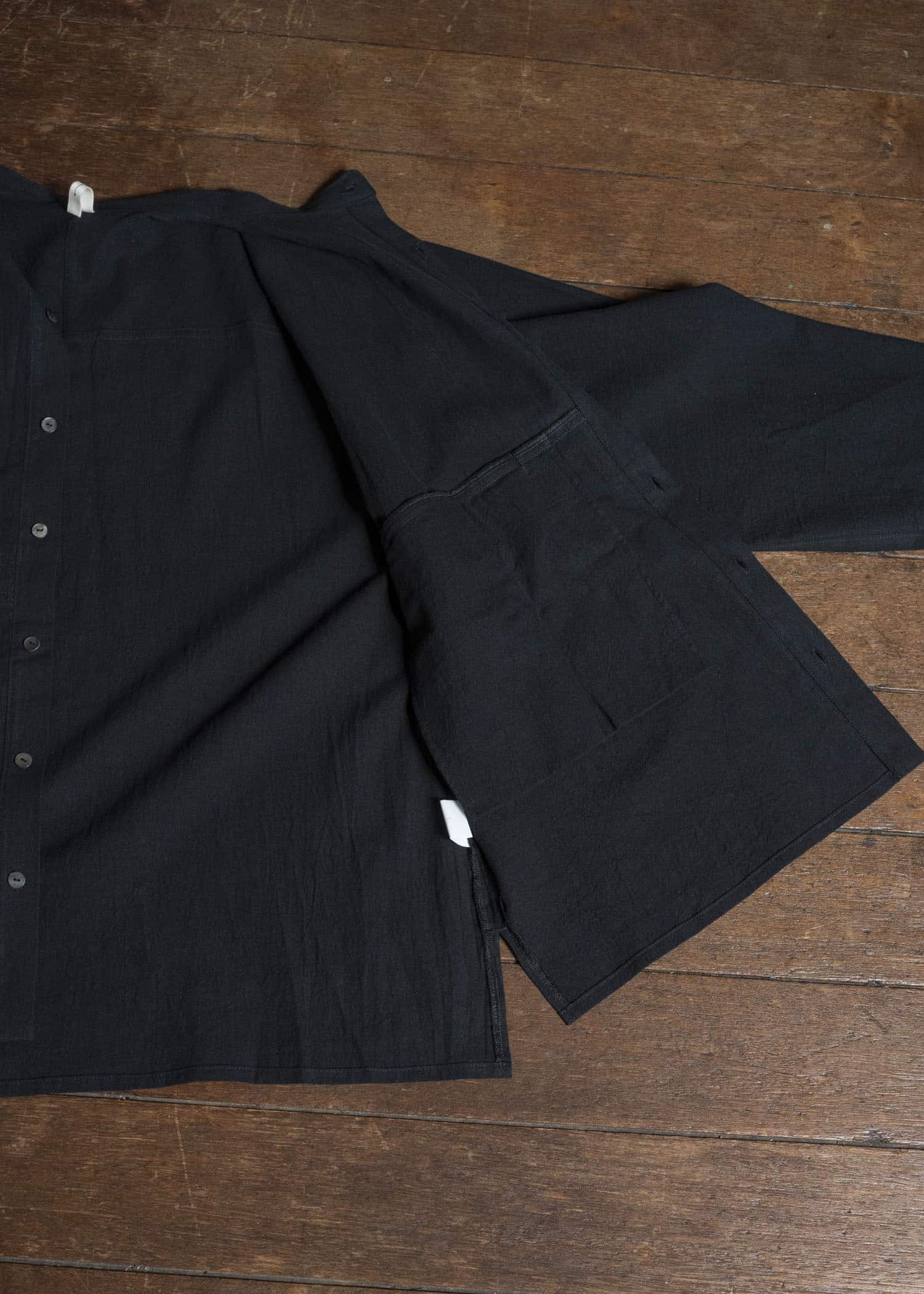 shi shi 25F1S1BK SASHIKO-wide shirt BLACK