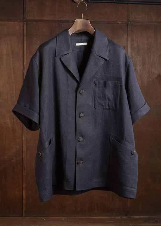 Gorsch #141ST-JK06 Wide Short Sleeve Peacked Jacket Navy Brown