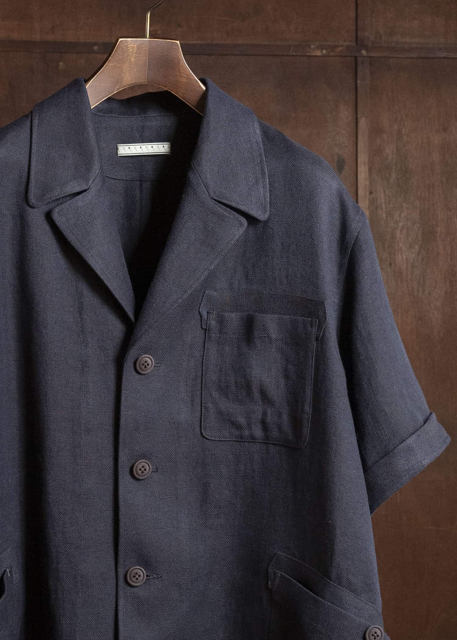 Gorsch #141ST-JK06 Wide Short Sleeve Peacked Jacket Navy Brown