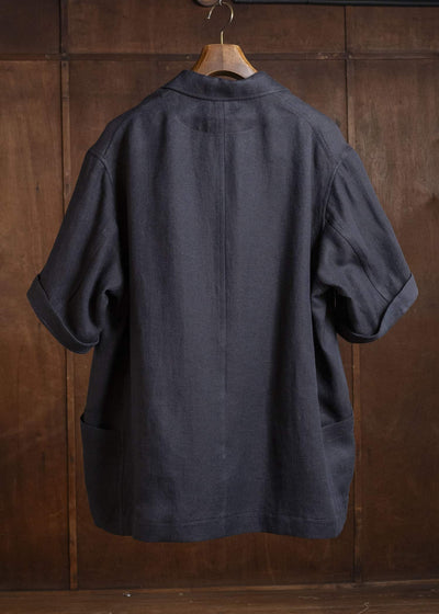 Gorsch #141ST-JK06 Wide Short Sleeve Peacked Jacket Navy Brown