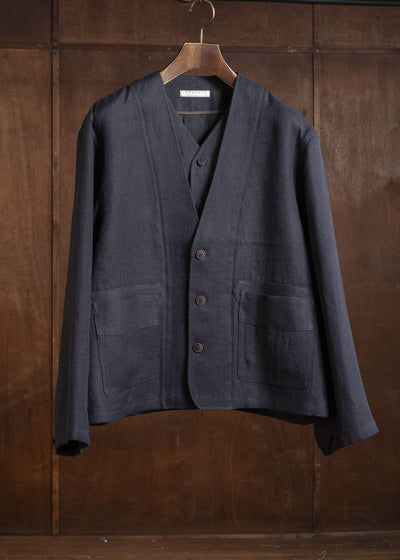 Gorsch #141ST-JK08 Layered Front Jacket Navy Brown